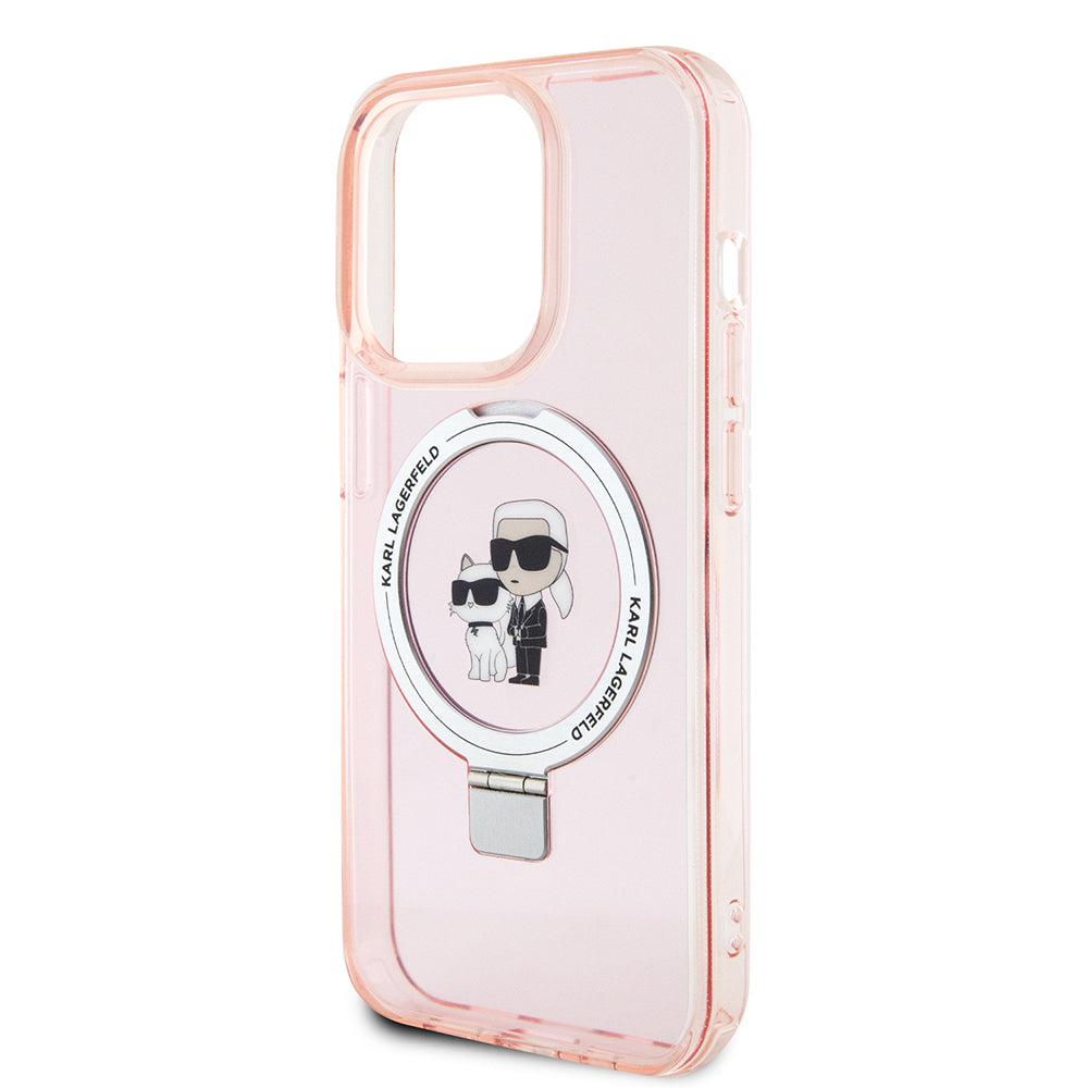 Karl Lagerfeld - Hardcase Ring Stand MagSafe (KLHMP15XHMRSKCP) - iPhone 15 Pro Max - Pink Karl&Choupette