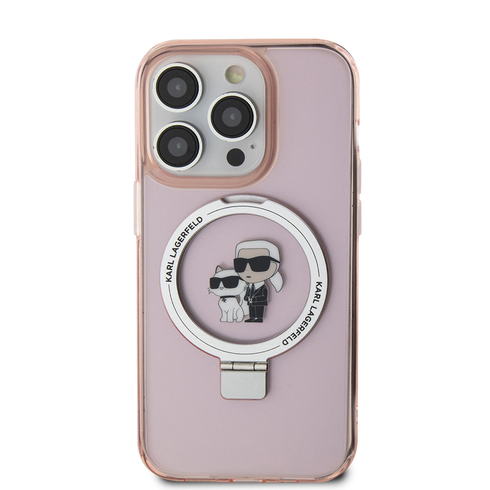 Karl Lagerfeld - Hardcase Ring Stand MagSafe (KLHMP15XHMRSKCP) - iPhone 15 Pro Max - Pink Karl&Choupette