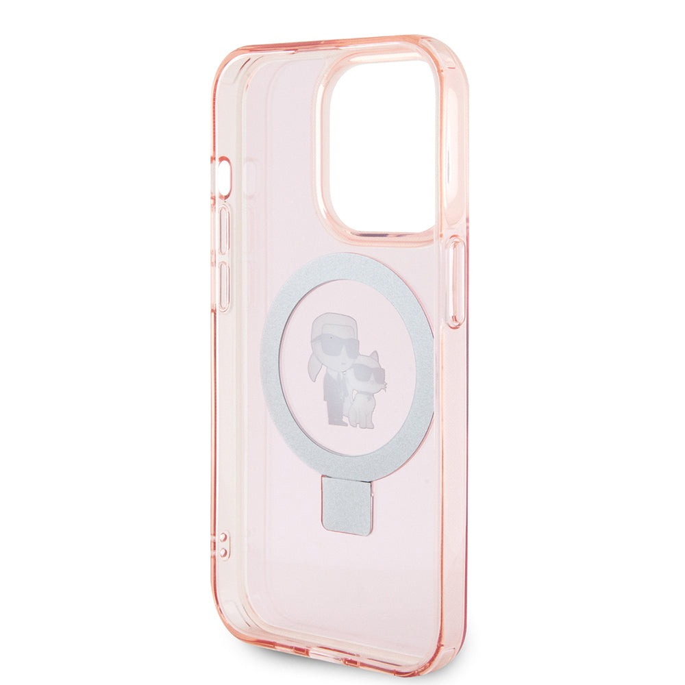 Karl Lagerfeld - Hardcase Ring Stand MagSafe (KLHMP15XHMRSKCP) - iPhone 15 Pro Max - Pink Karl&Choupette