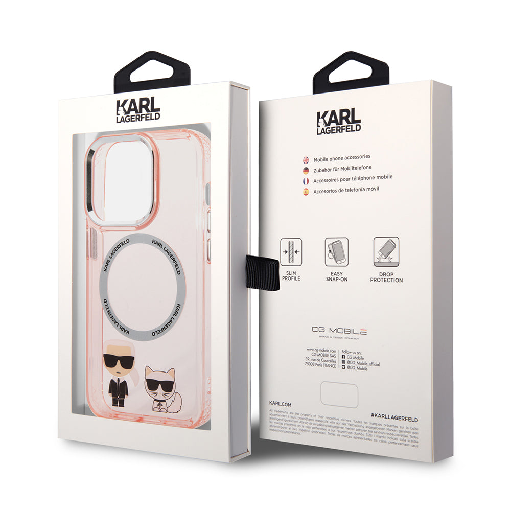 Karl Lagerfeld - Hardcase MagSafe (KLHMP14LHKCP) - iPhone 14 Pro - Pink Karl & Choupette Aluminium