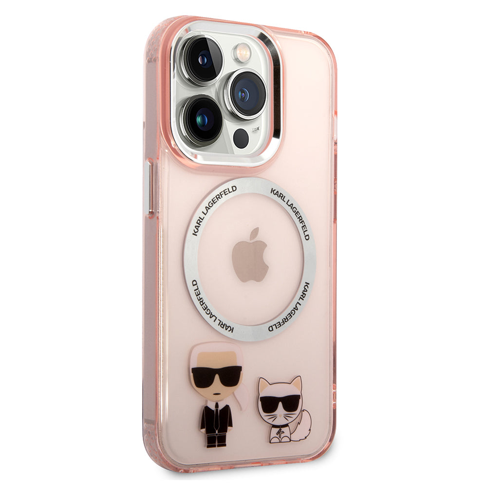 Karl Lagerfeld - Hardcase MagSafe (KLHMP14LHKCP) - iPhone 14 Pro - Pink Karl & Choupette Aluminium