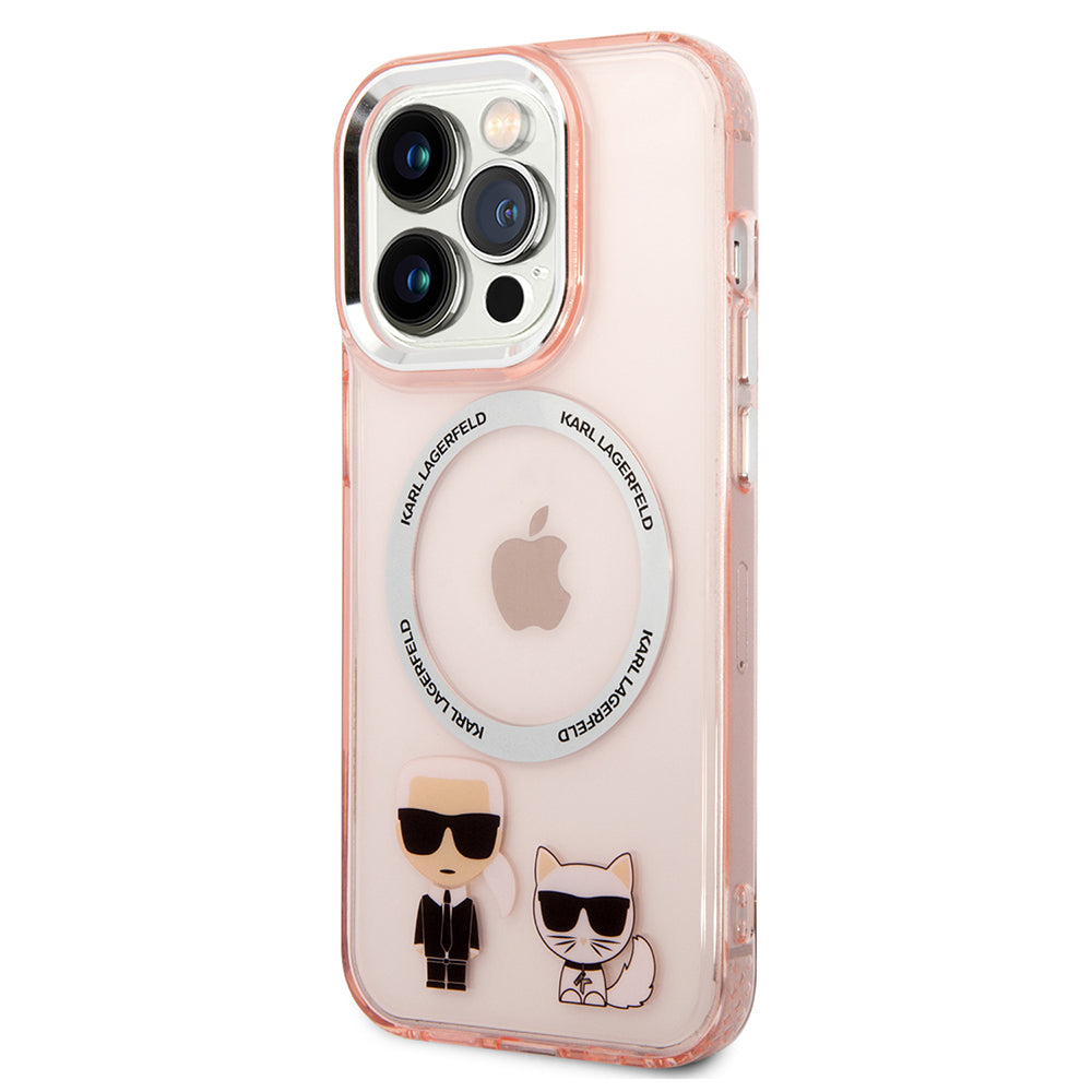 Karl Lagerfeld - Hardcase MagSafe (KLHMP14LHKCP) - iPhone 14 Pro - Pink Karl & Choupette Aluminium