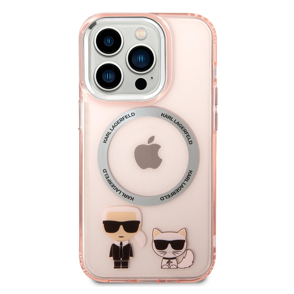 Karl Lagerfeld - Hardcase MagSafe (KLHMP14LHKCP) - iPhone 14 Pro - Pink Karl & Choupette Aluminium
