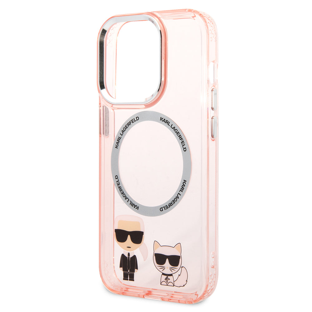 Karl Lagerfeld - Hardcase MagSafe (KLHMP14LHKCP) - iPhone 14 Pro - Pink Karl & Choupette Aluminium