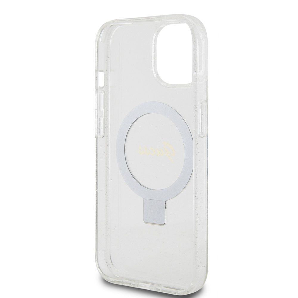 Guess - Ring Stand Script Glitter MagSafe (GUHMP15SHRSGSD) - iPhone 15 - Clear