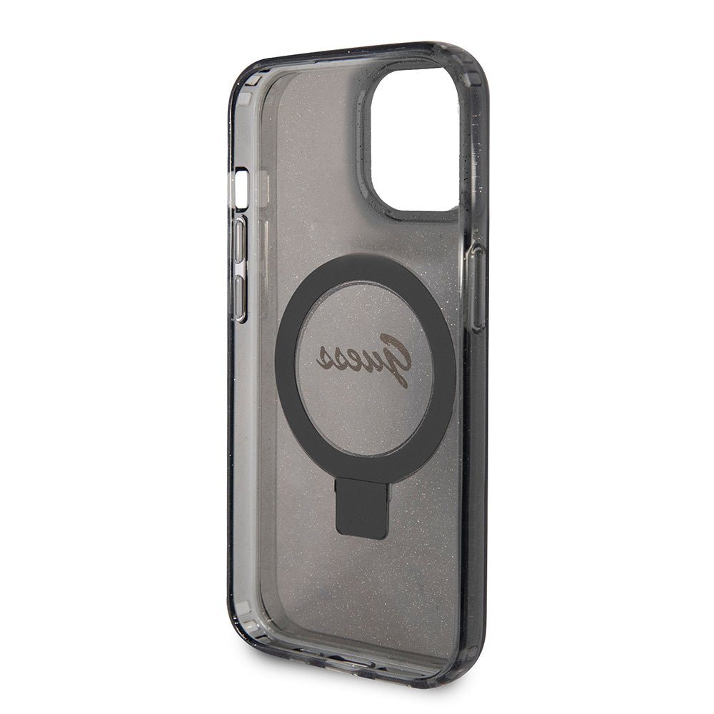 Guess - Ring Stand Script Glitter MagSafe (GUHMP15SHRSGSK) - iPhone 15 - Black