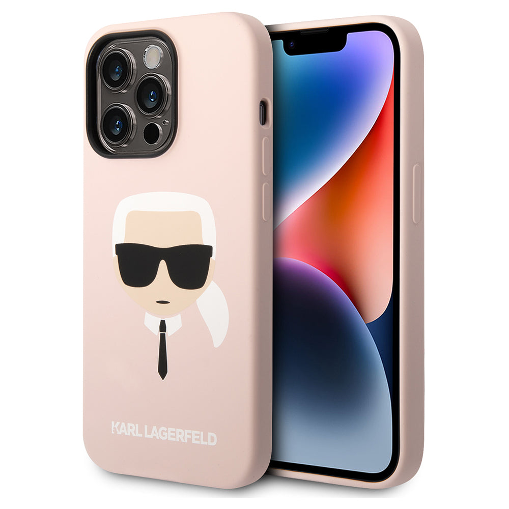 Karl Lagerfeld - Silicone MagSafe (KLHMP14LSLKHLP) - iPhone 14 Pro - Light Pink Karl`s Head