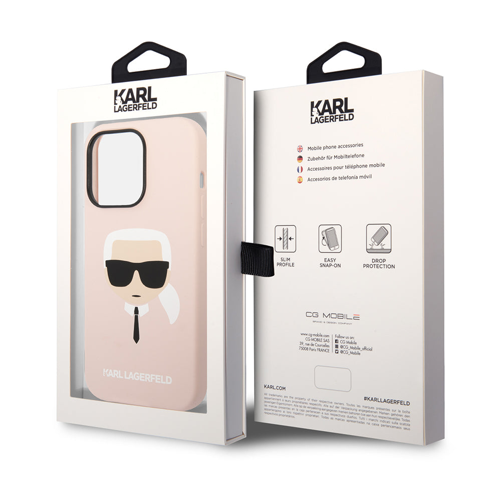Karl Lagerfeld - Silicone MagSafe (KLHMP14LSLKHLP) - iPhone 14 Pro - Light Pink Karl`s Head