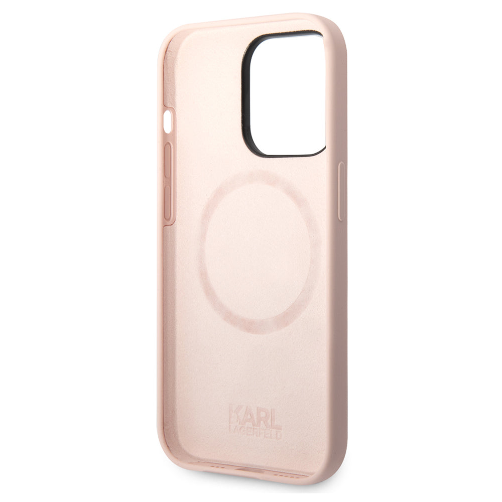 Karl Lagerfeld - Silicone MagSafe (KLHMP14LSLKHLP) - iPhone 14 Pro - Light Pink Karl`s Head