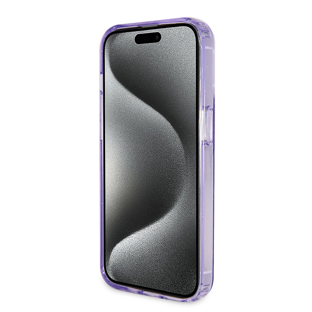 Guess - Ring Stand Script Glitter MagSafe - iPhone 15 Pro (GUHMP15LHRSGSU) - Purple