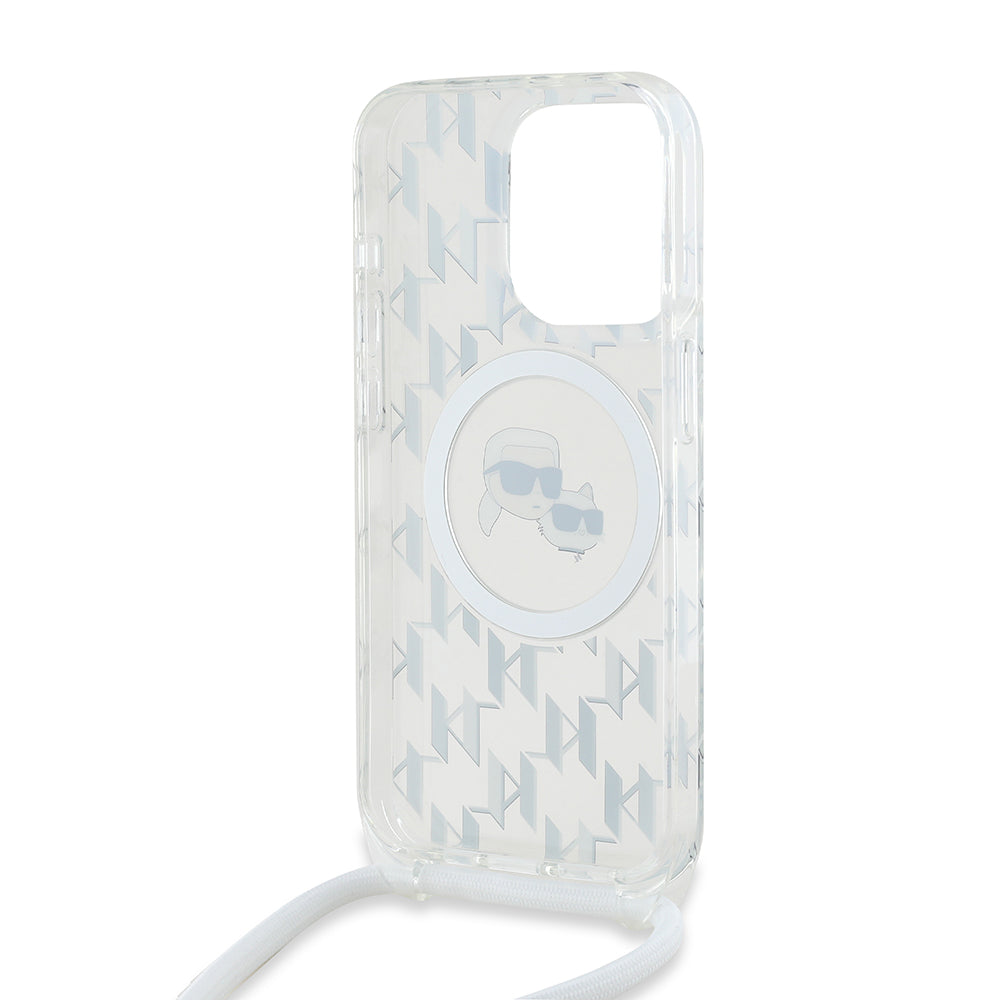 Karl Lagerfeld - IML Crossbody MagSafe (KLHMP15XHCKCKLCT) - iPhone 15 Pro Max - Clear Monogram Karl&Choupette Head