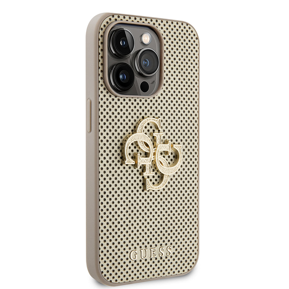 Guess - Leather Perforated 4G (GUHCP15LPSP4LGD) - iPhone 15 Pro - Gold