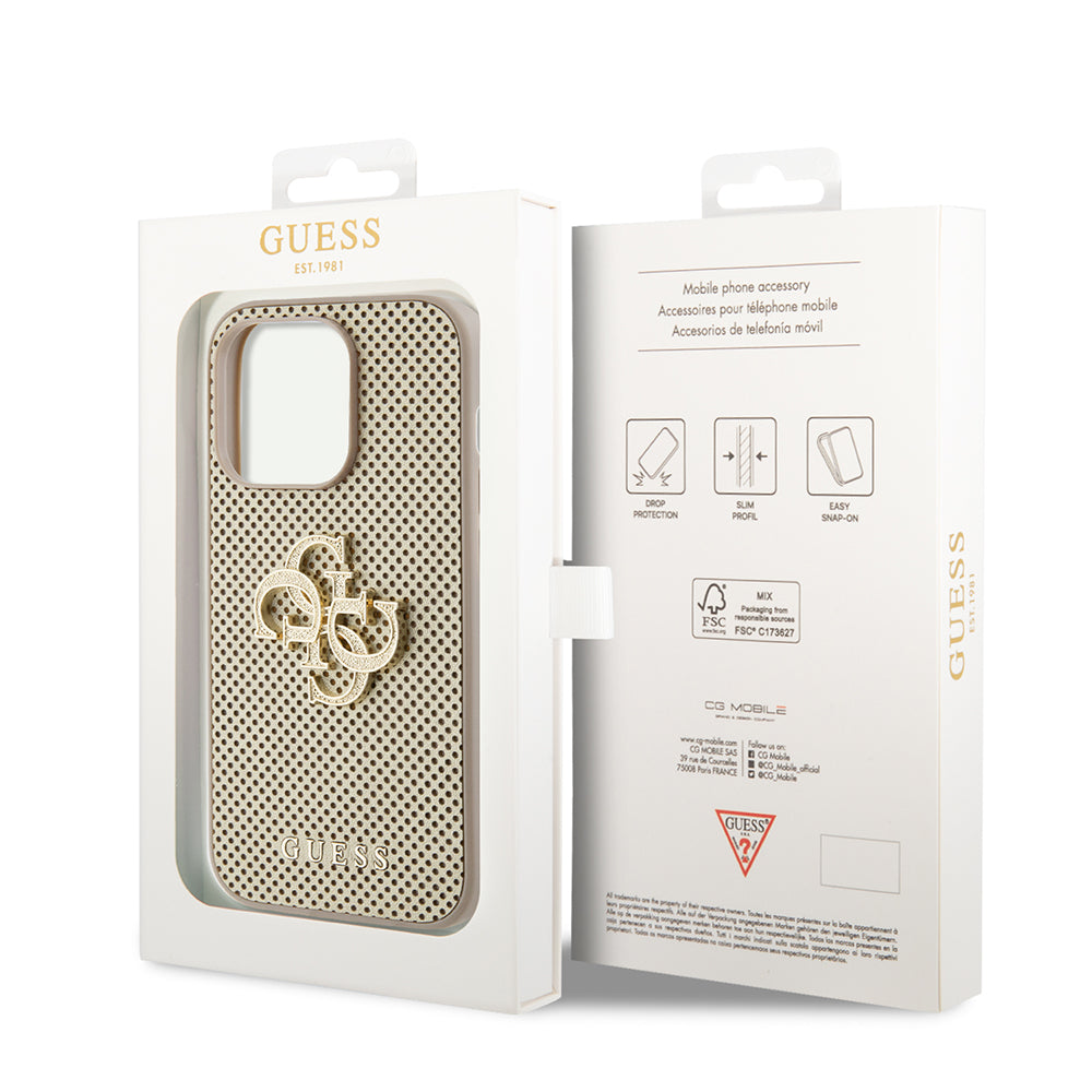 Guess - Leather Perforated 4G (GUHCP15LPSP4LGD) - iPhone 15 Pro - Gold