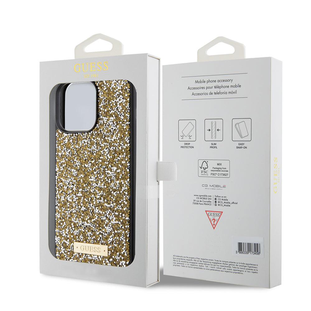 Guess - Rhinestone Metal Logo (GUHCP15XPFGSBSD) - iPhone 15 Pro Max - Yellow