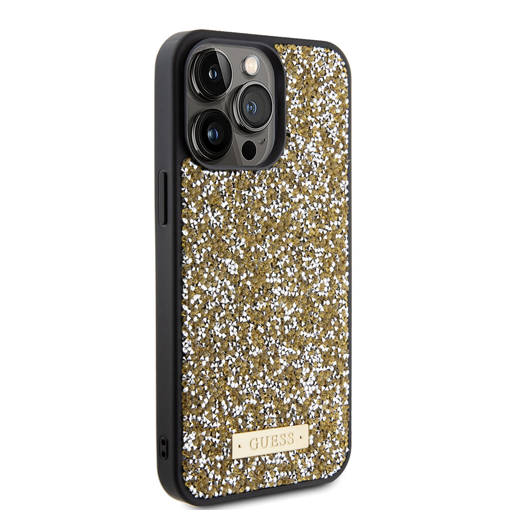 Guess - Rhinestone Metal Logo (GUHCP15XPFGSBSD) - iPhone 15 Pro Max - Yellow