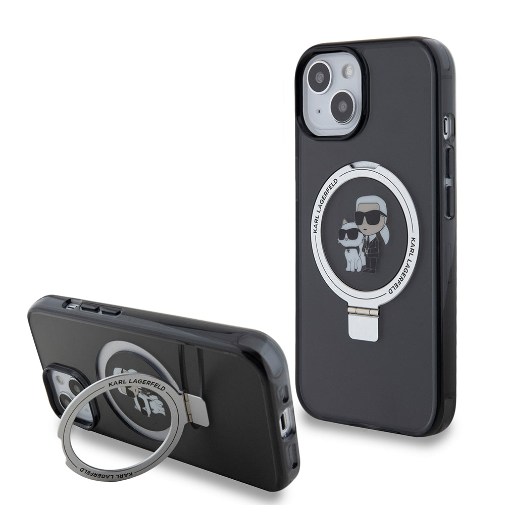 Karl Lagerfeld - Hardcase Ring Stand MagSafe (KLHMP15SHMRSKCK) - iPhone 15 - Karl&Choupette