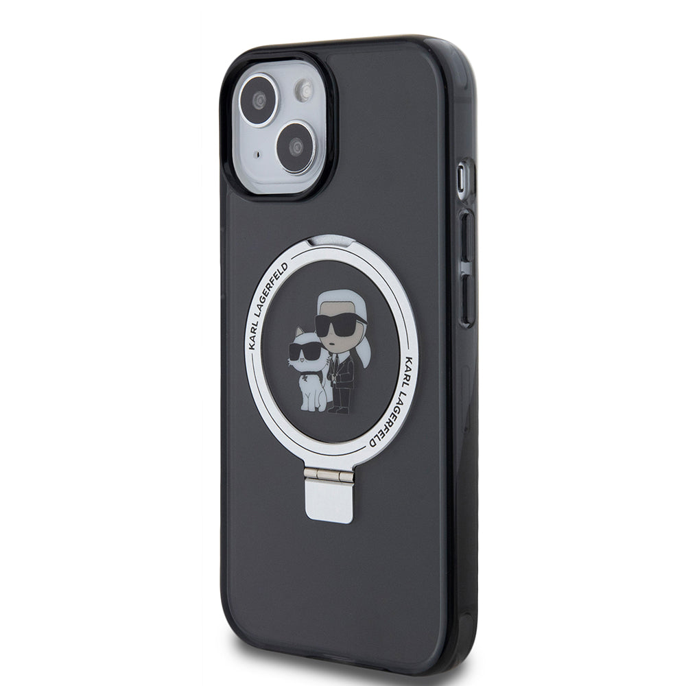 Karl Lagerfeld - Hardcase Ring Stand MagSafe (KLHMP15SHMRSKCK) - iPhone 15 - Karl&Choupette