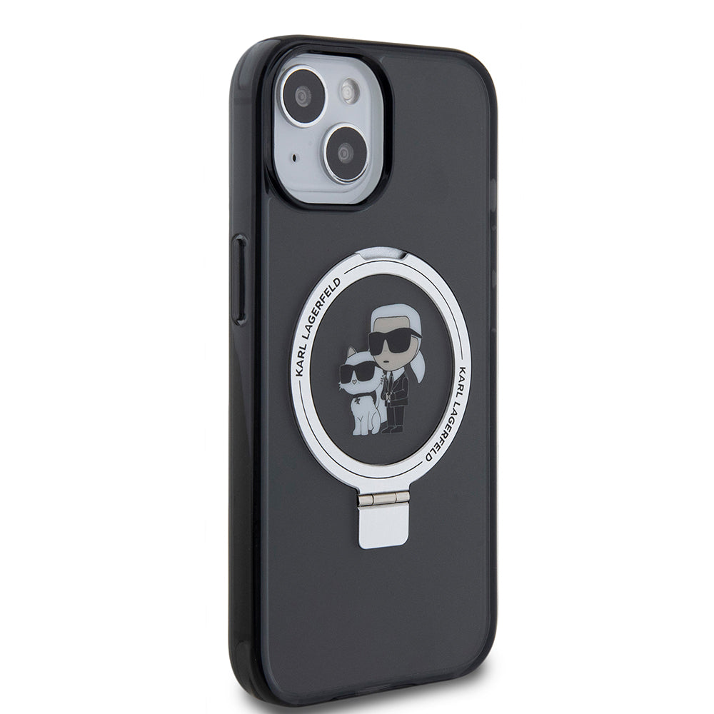 Karl Lagerfeld - Hardcase Ring Stand MagSafe (KLHMP15SHMRSKCK) - iPhone 15 - Karl&Choupette