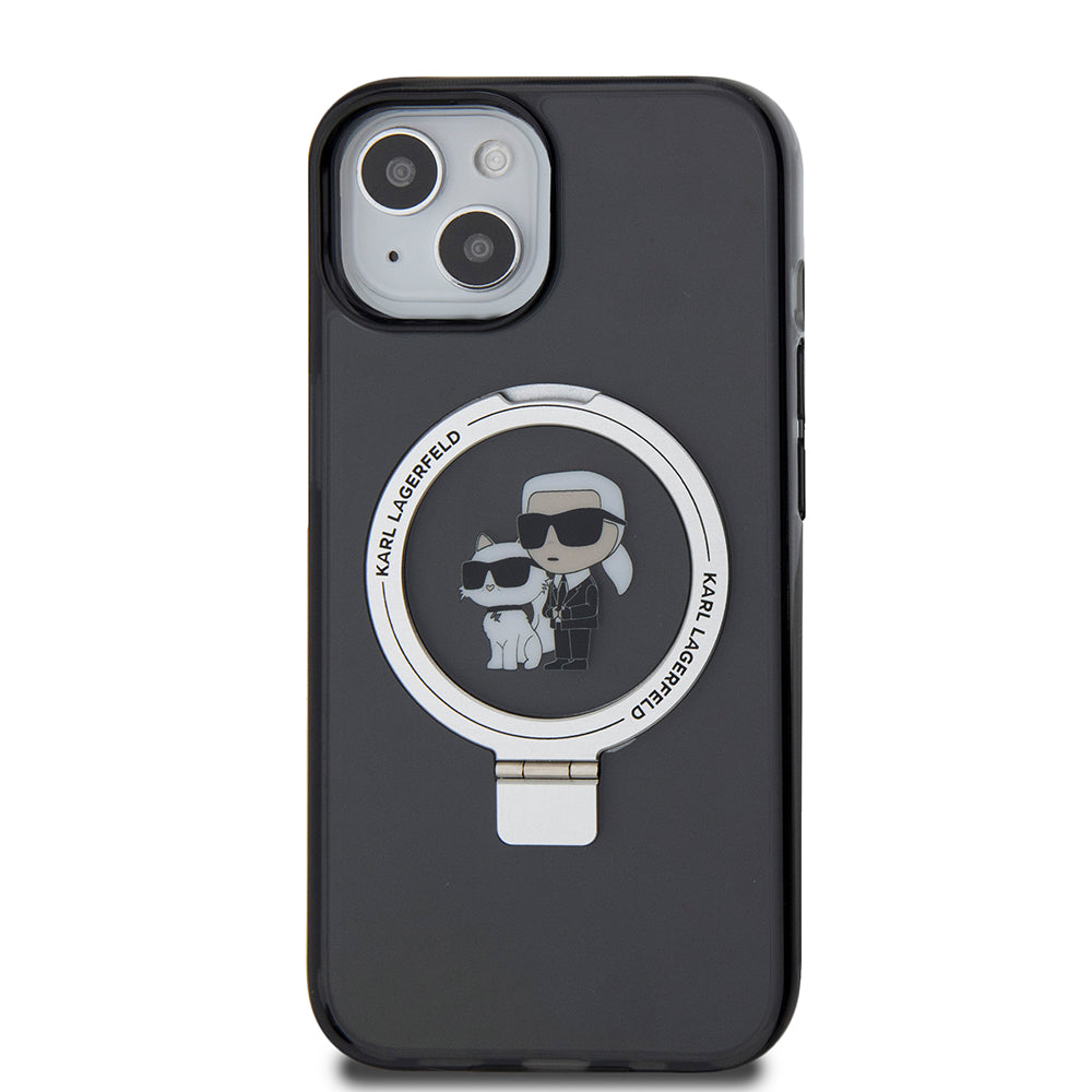 Karl Lagerfeld - Hardcase Ring Stand MagSafe (KLHMP15SHMRSKCK) - iPhone 15 - Karl&Choupette