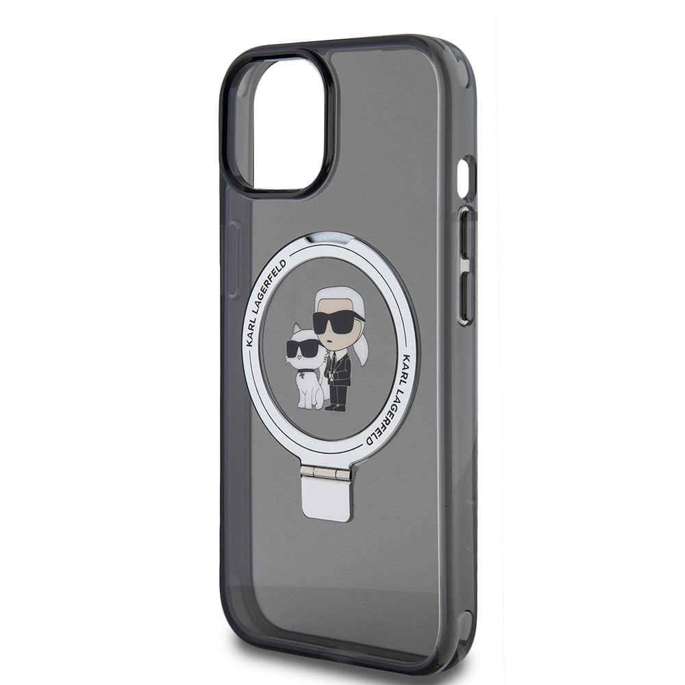 Karl Lagerfeld - Hardcase Ring Stand MagSafe (KLHMP15SHMRSKCK) - iPhone 15 - Karl&Choupette