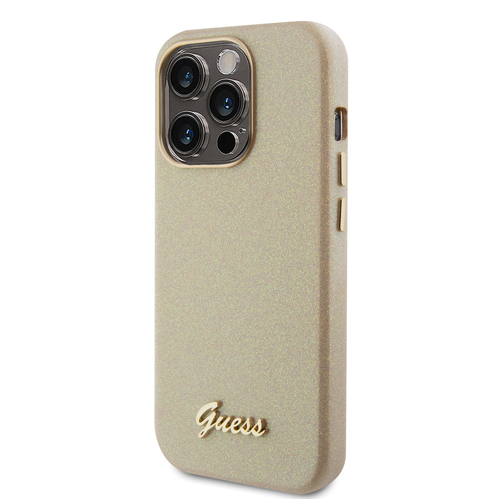 Guess - Glitter Glossy Script (GUHCP15LPGMCSD) - iPhone 15 Pro - Sparkle Beige