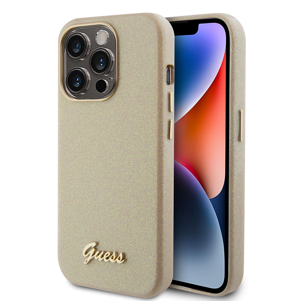 Guess - Glitter Glossy Script (GUHCP15LPGMCSD) - iPhone 15 Pro - Sparkle Beige