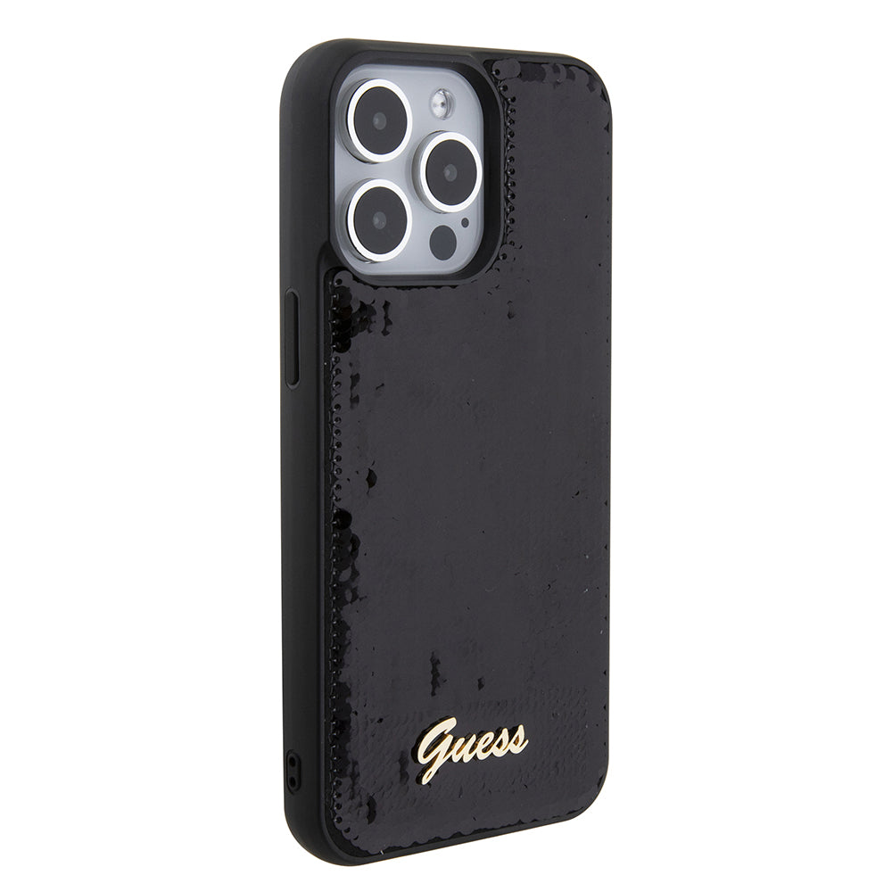 Guess - Sequin Script Metal (GUHCP15XPSFDGSK) - iPhone 15 Pro Max - Black