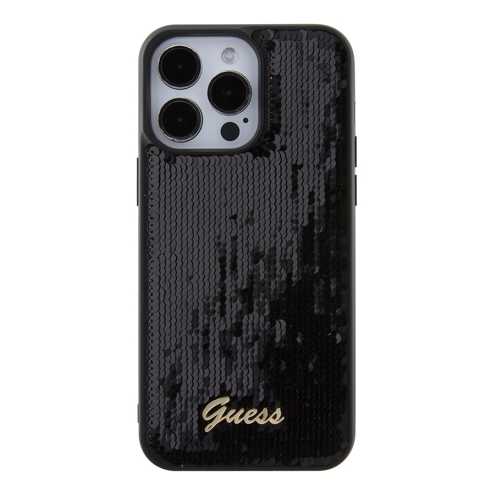 Guess - Sequin Script Metal (GUHCP15XPSFDGSK) - iPhone 15 Pro Max - Black