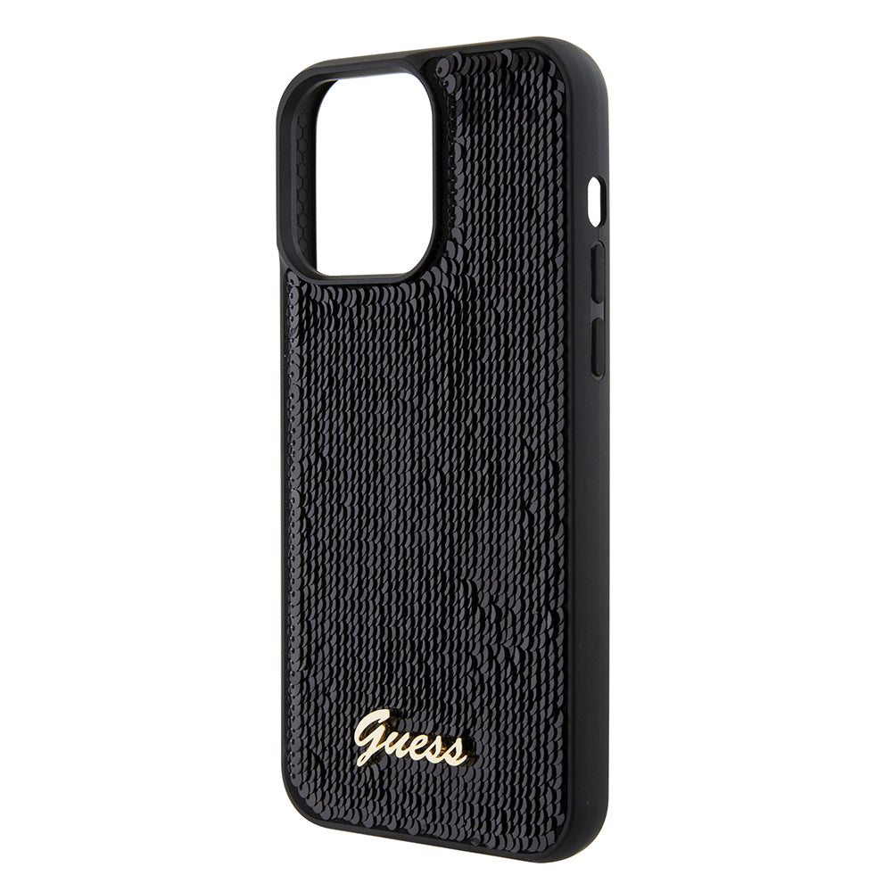 Guess - Sequin Script Metal (GUHCP15XPSFDGSK) - iPhone 15 Pro Max - Black