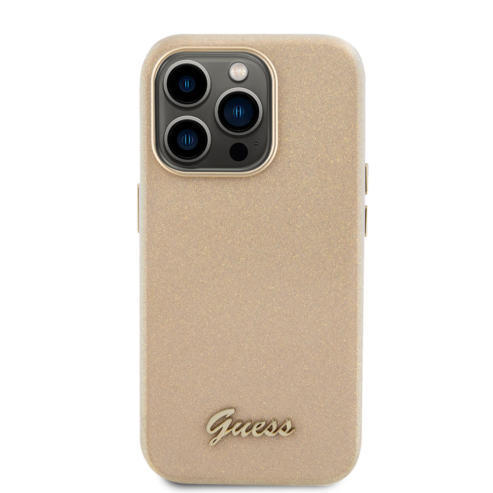 Guess - Glitter Glossy Script (GUHCP15XPGMCSD) - iPhone 15 Pro Max - Sparkle Beige