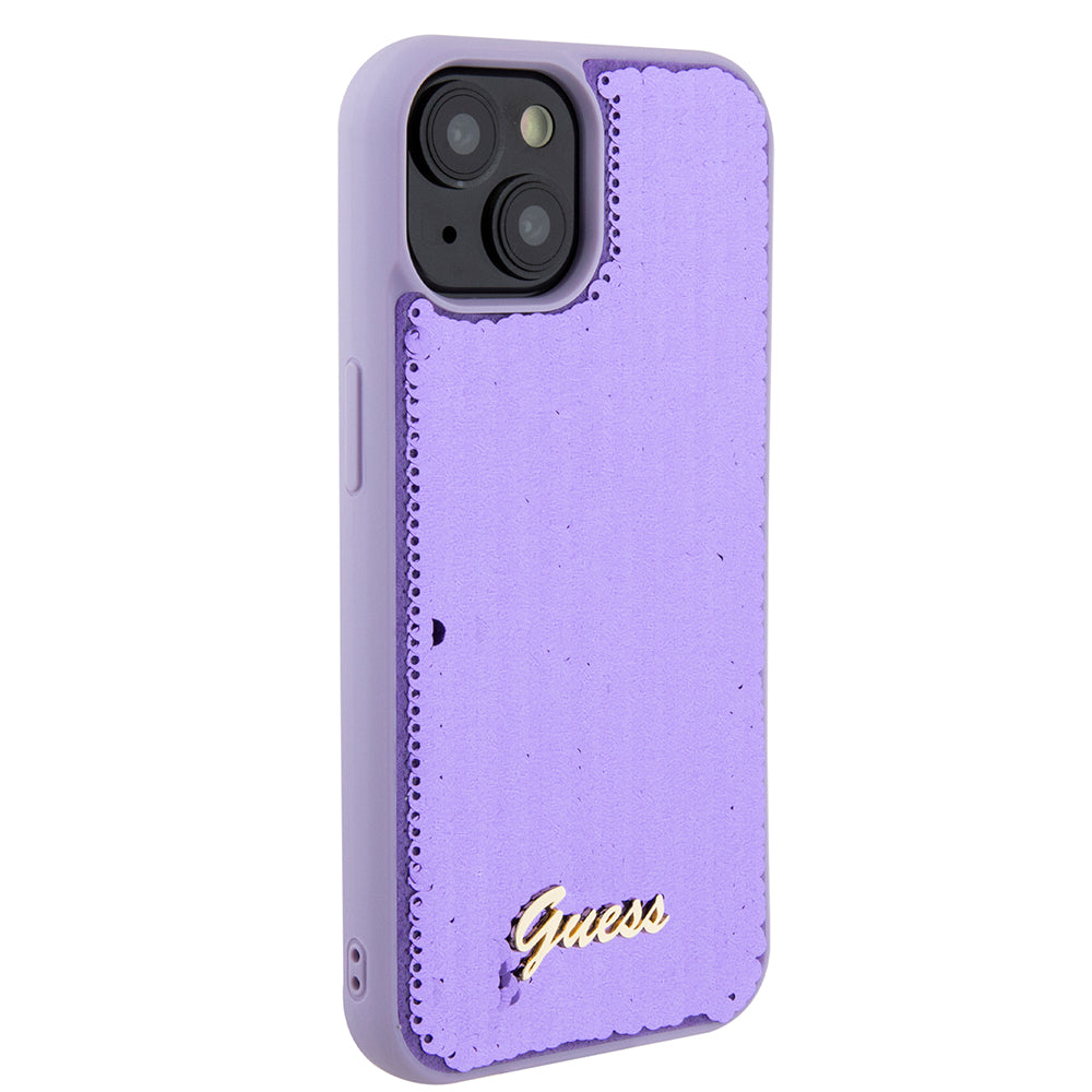 Guess - Sequin Script Metal (GUHCP15SPSFDGSU) - iPhone 15 - Purple