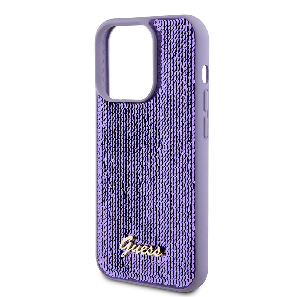Guess - Sequin Script Metal (GUHCP15LPSFDGSU) - iPhone 15 Pro - Purple