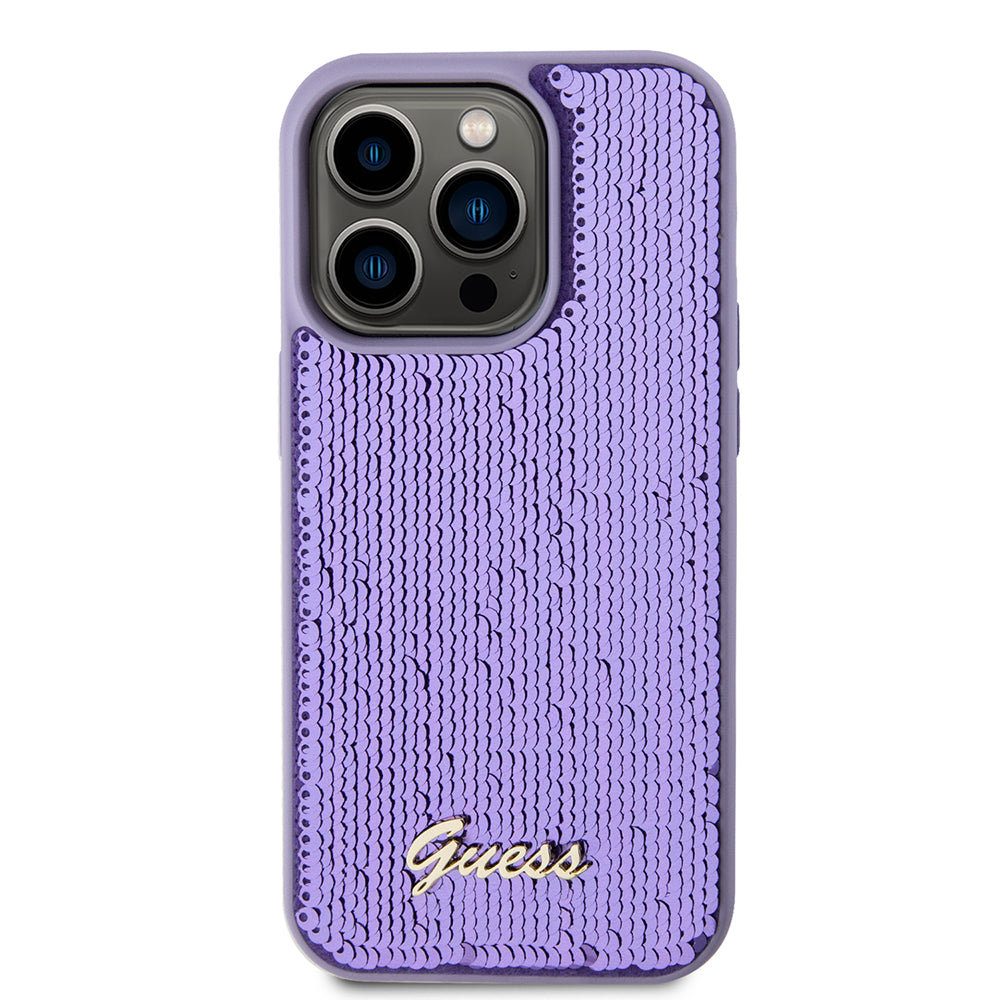 Guess - Sequin Script Metal (GUHCP15LPSFDGSU) - iPhone 15 Pro - Purple
