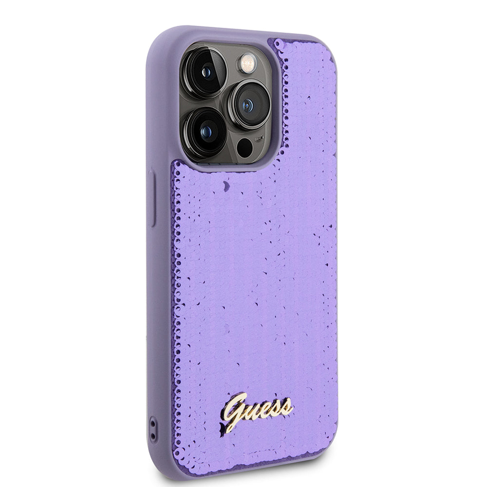 Guess - Sequin Script Metal (GUHCP15LPSFDGSU) - iPhone 15 Pro - Purple