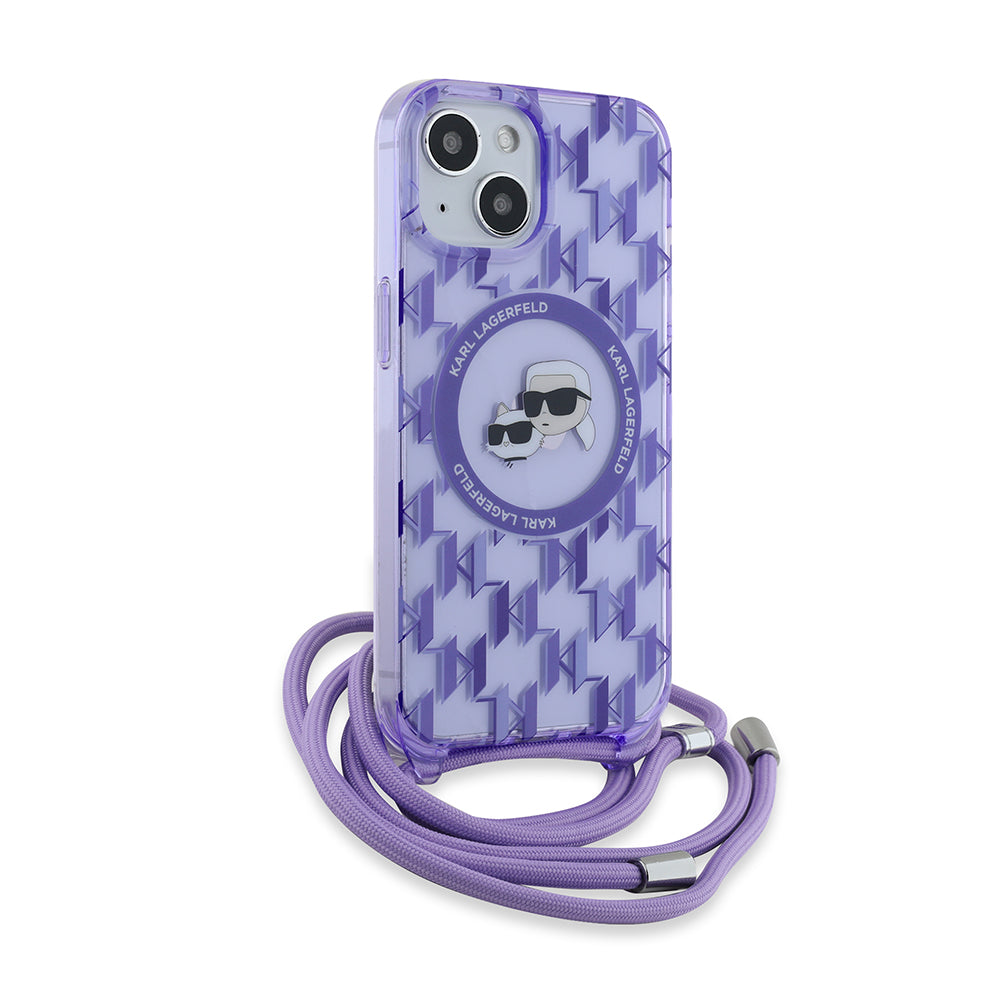 Karl Lagerfeld - IML Crossbody MagSafe (KLHMP15SHCKCKLCU) - iPhone 15 - Purple Mono Karl&Choupette