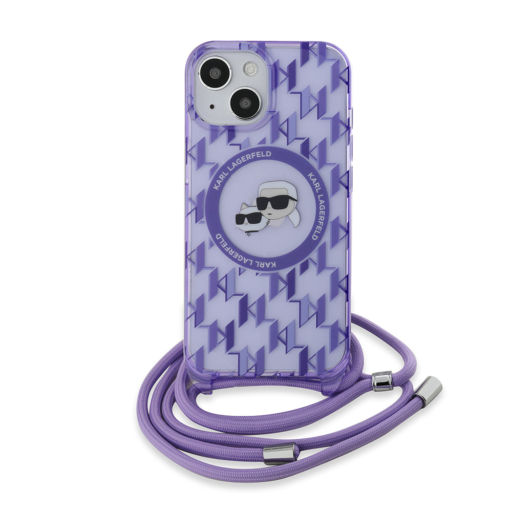 Karl Lagerfeld - IML Crossbody MagSafe (KLHMP15SHCKCKLCU) - iPhone 15 - Purple Mono Karl&Choupette