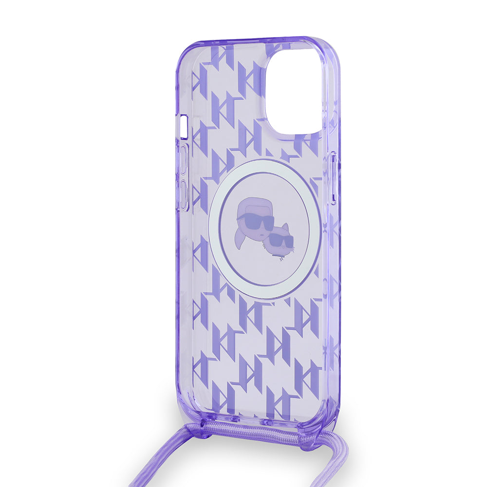 Karl Lagerfeld - IML Crossbody MagSafe (KLHMP15SHCKCKLCU) - iPhone 15 - Purple Mono Karl&Choupette