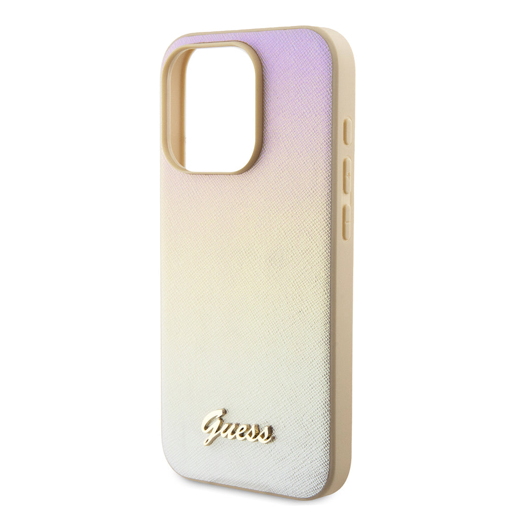Guess - Saffiano Iridescent Script (GUHCP15LPSAIRSD) - iPhone 15 Pro - Gold