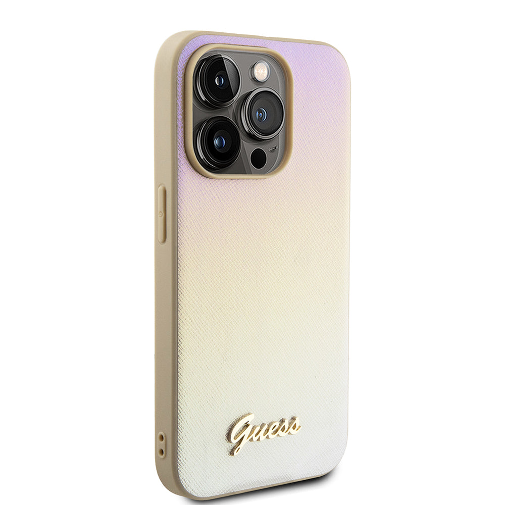 Guess - Saffiano Iridescent Script (GUHCP15LPSAIRSD) - iPhone 15 Pro - Gold