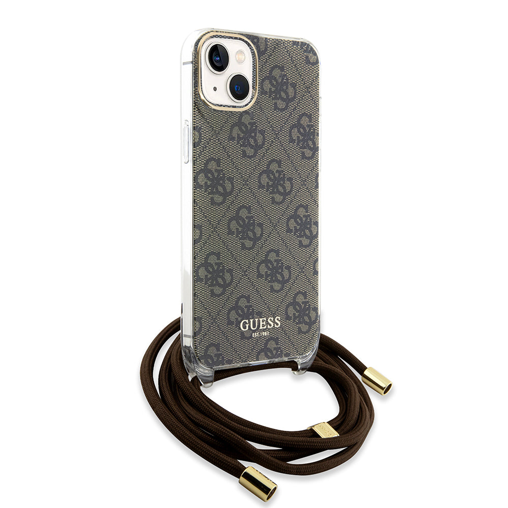 Husa pentru iPhone - Guess Crossbody Cord 4G Print (GUHCP15SHC4SEW) - Brown