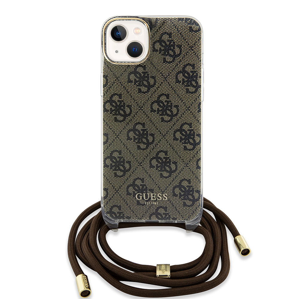 Husa pentru iPhone - Guess Crossbody Cord 4G Print (GUHCP15SHC4SEW) - Brown
