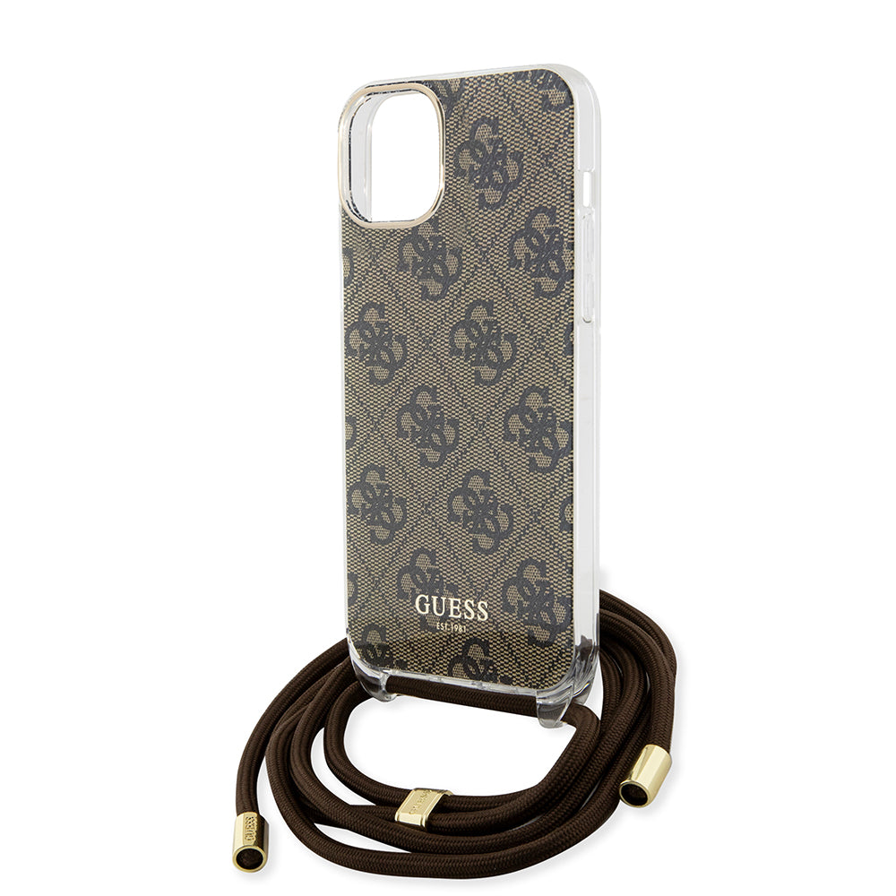 Husa pentru iPhone - Guess Crossbody Cord 4G Print (GUHCP15SHC4SEW) - Brown