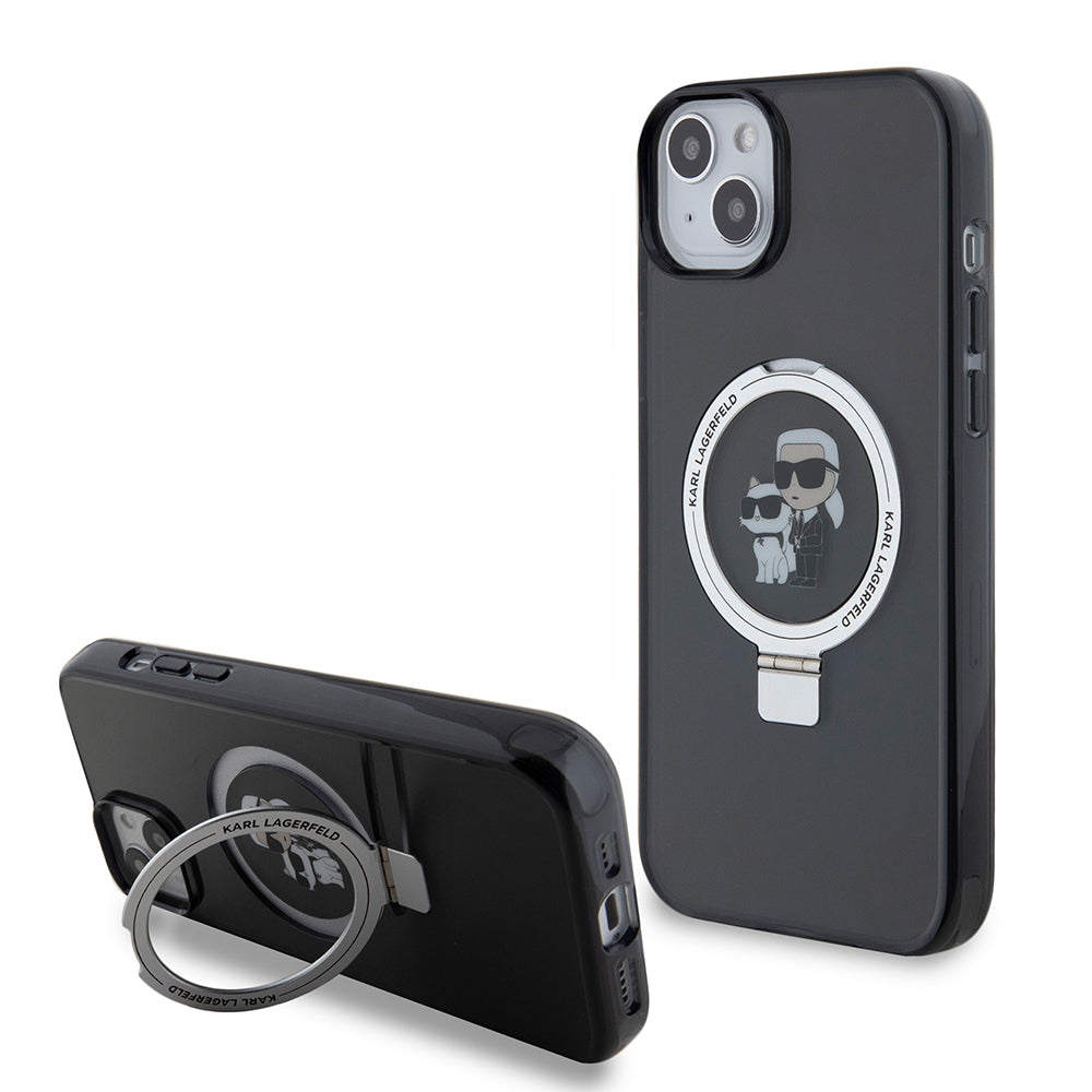 Karl Lagerfeld - Hardcase Ring Stand MagSafe (KLHMP15MHMRSKCK) - iPhone 15 Plus - Karl&Choupette