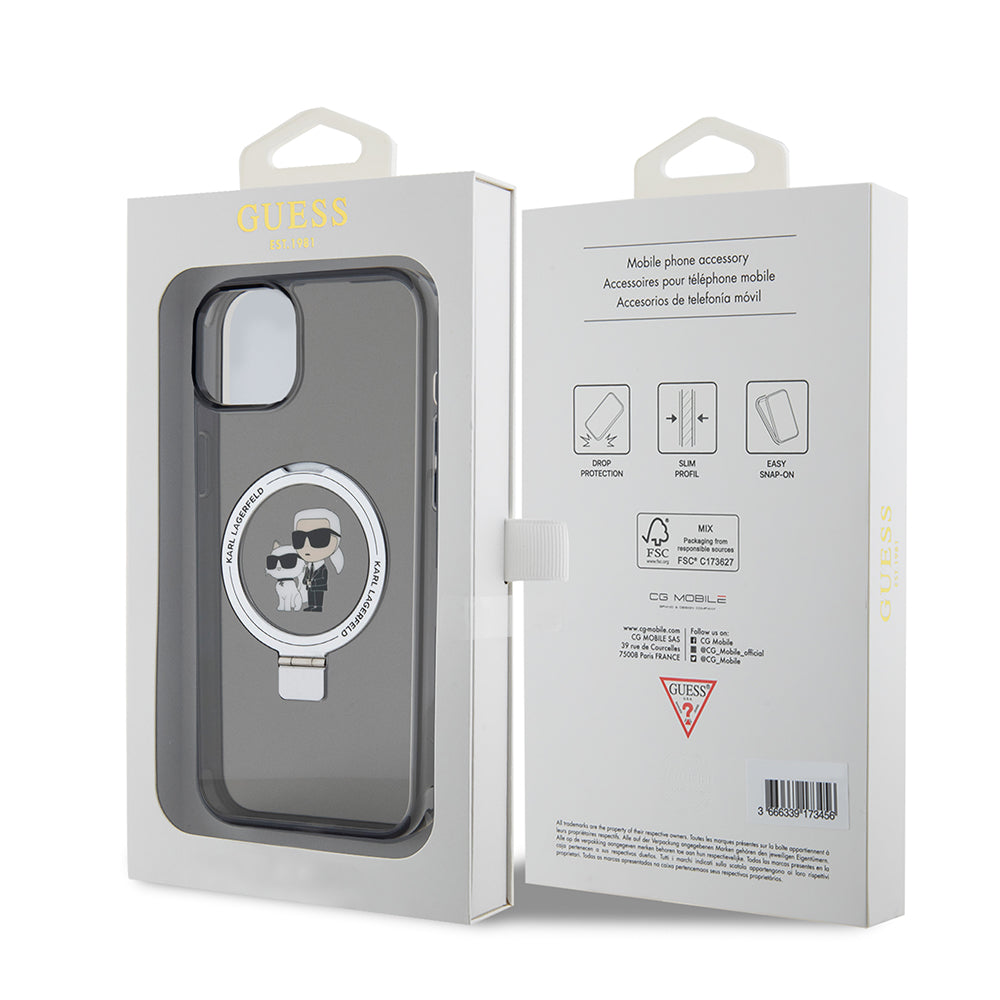Karl Lagerfeld - Hardcase Ring Stand MagSafe (KLHMP15MHMRSKCK) - iPhone 15 Plus - Karl&Choupette
