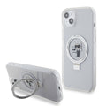 Karl Lagerfeld - Hardcase Ring Stand MagSafe (KLHMP15MHMRSKCH) - iPhone 15 Plus - White Karl&Choupette