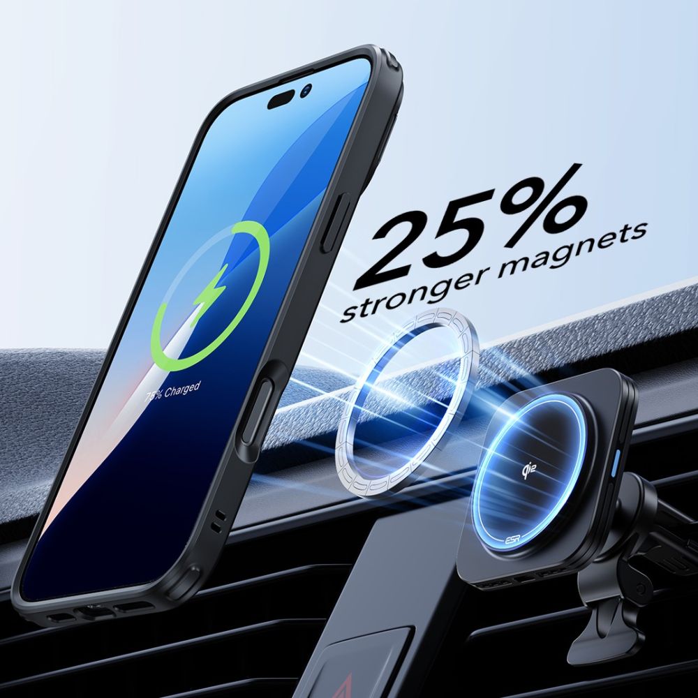 ESR - Classic Hybrid HaloLock Kickstand + Tempered Glass - iPhone 16 - Frosted Black