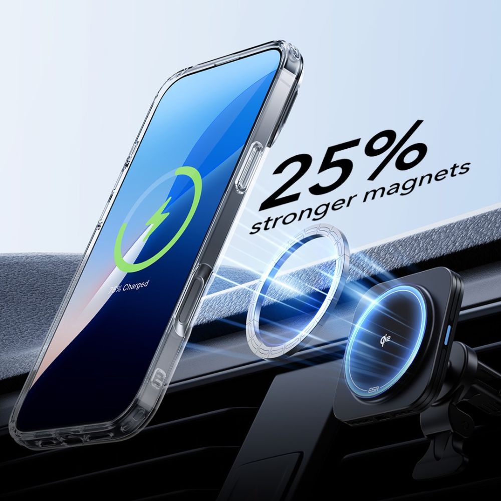 ESR - Classic Hybrid HaloLock Kickstand + Tempered Glass - iPhone 16 Plus - Clear