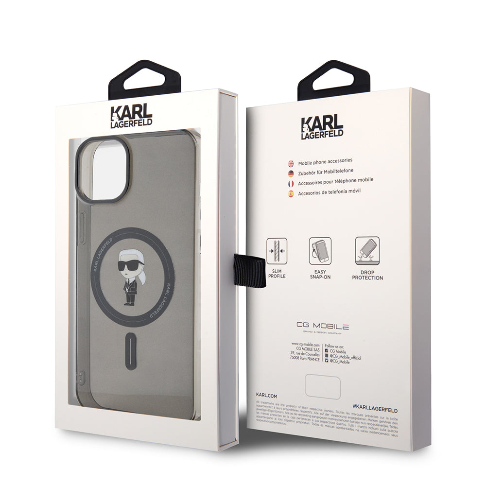 Karl Lagerfeld - IML MagSafe (KLHMP15MHFCKNOK) - iPhone 15 Plus - Black Ikonik