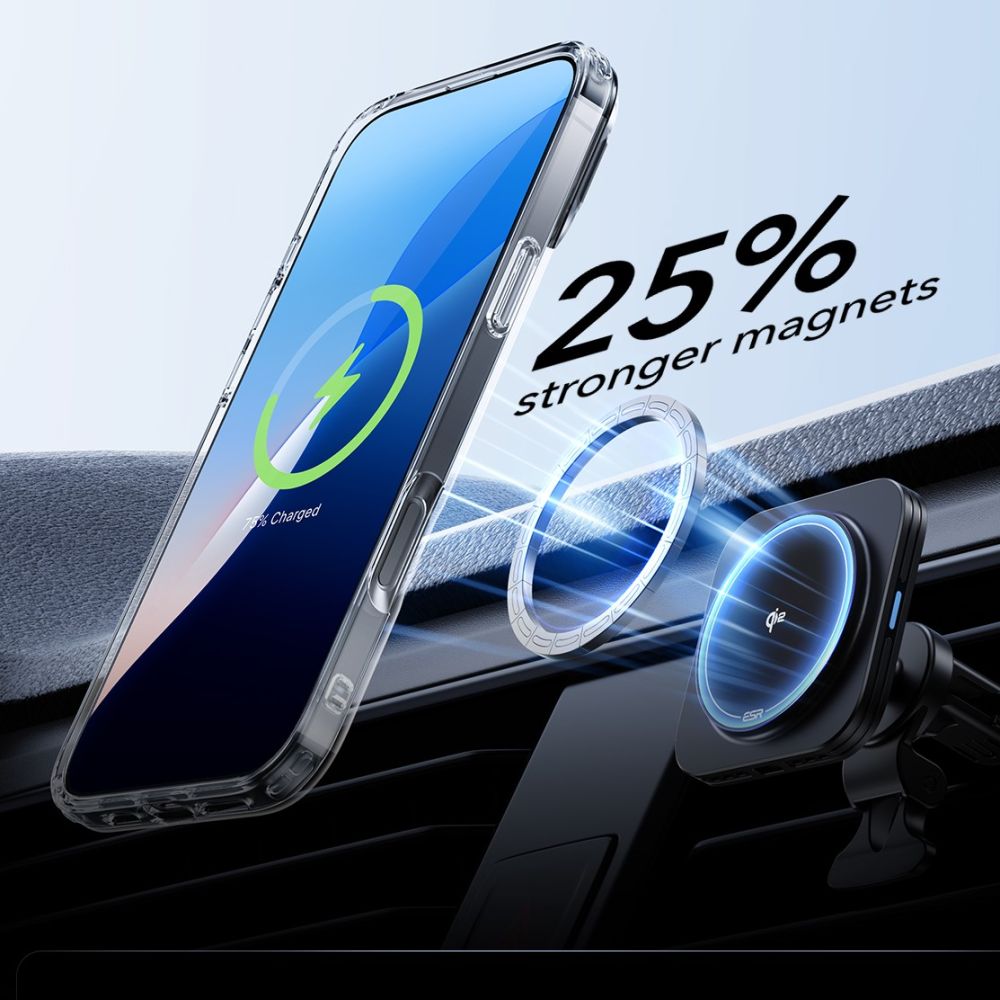 ESR - Classic Hybrid HaloLock Kickstand + Tempered Glass - iPhone 16 Pro Max - Clear