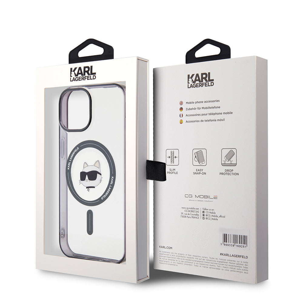 Karl Lagerfeld - IML MagSafe (KLHMP15MHCHNOTK) - iPhone 15 Plus - Transparent Choupette`s Head